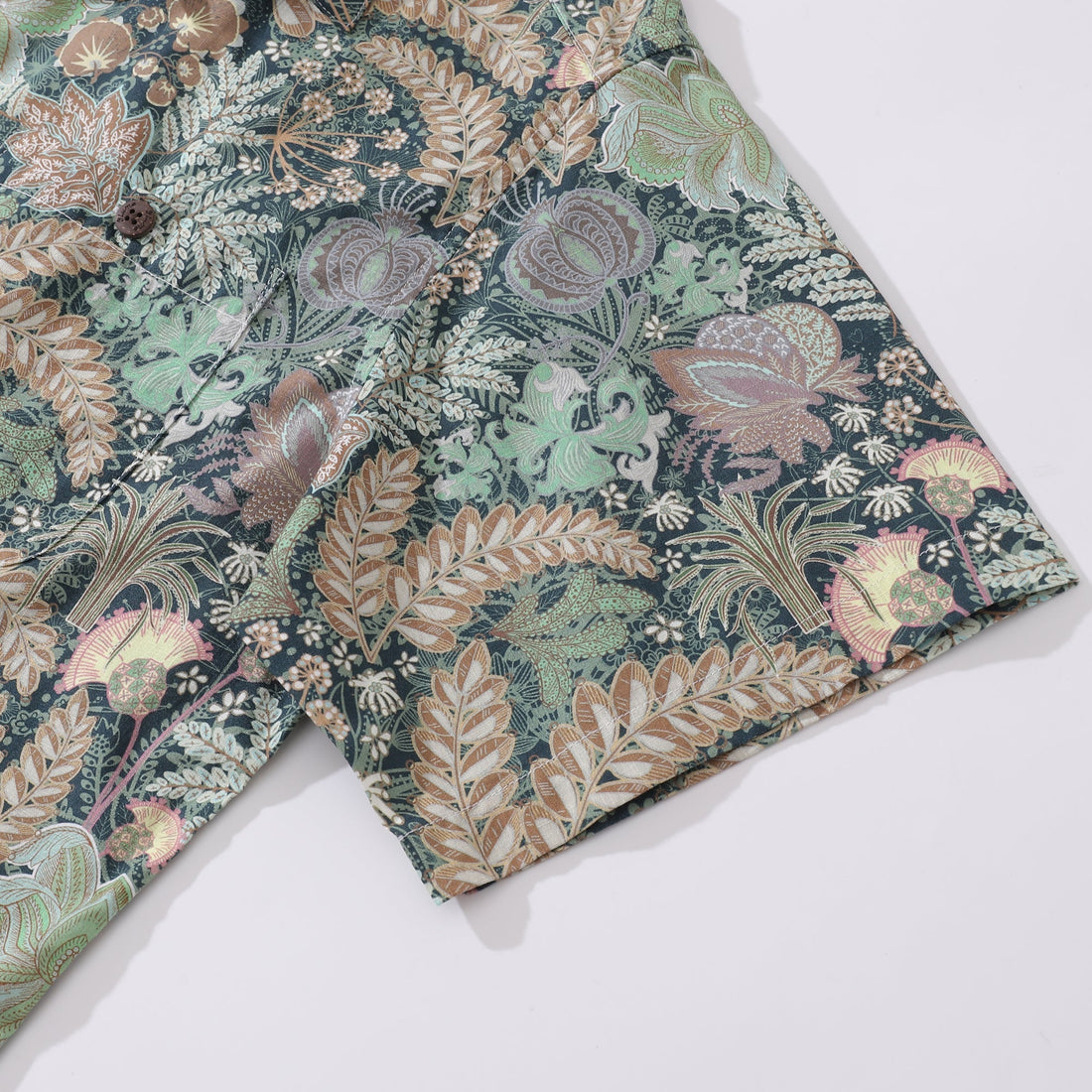 1950s Vintage Hawaiian Shirt Men's Cotton Tropical Greenery Print