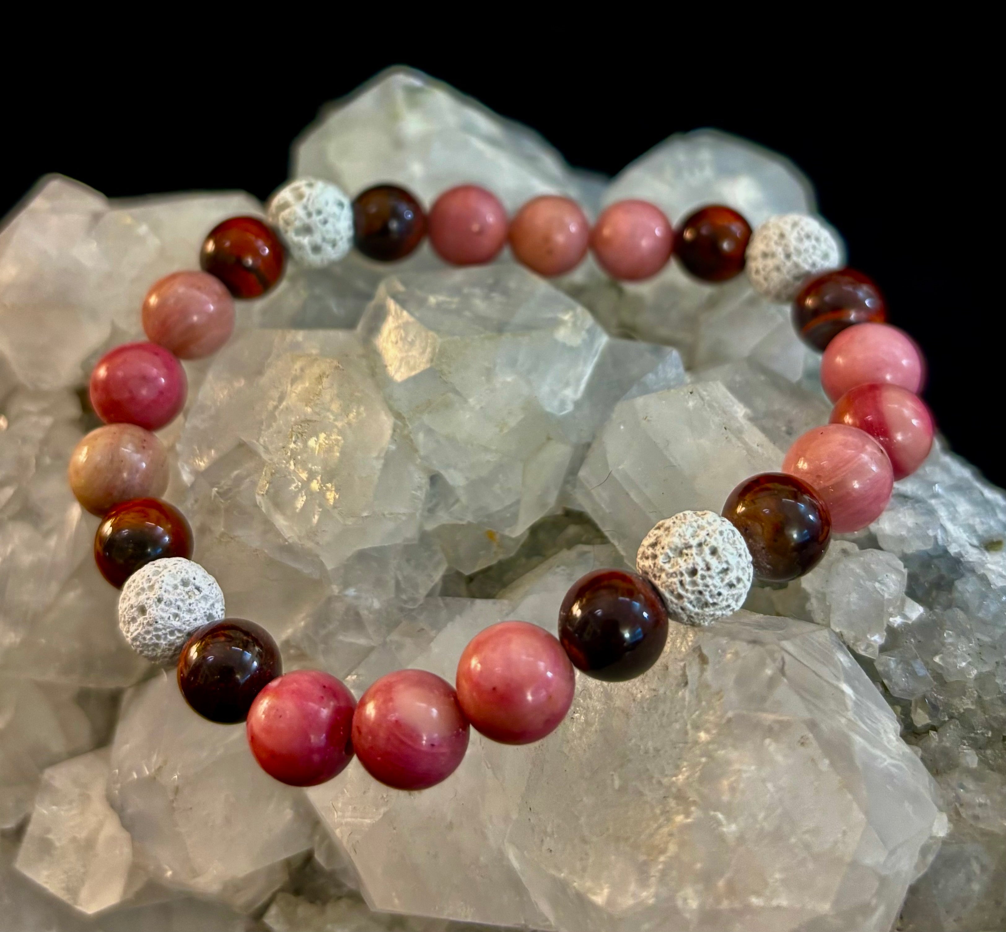 Reiki-Infused Sacred Flame Bracelet for Passion, Courage, Grounding & Essential Oil Diffusing (8mm, Small Wrists)