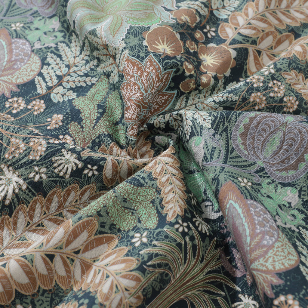 1950s Vintage Hawaiian Shirt Men's Cotton Tropical Greenery Print