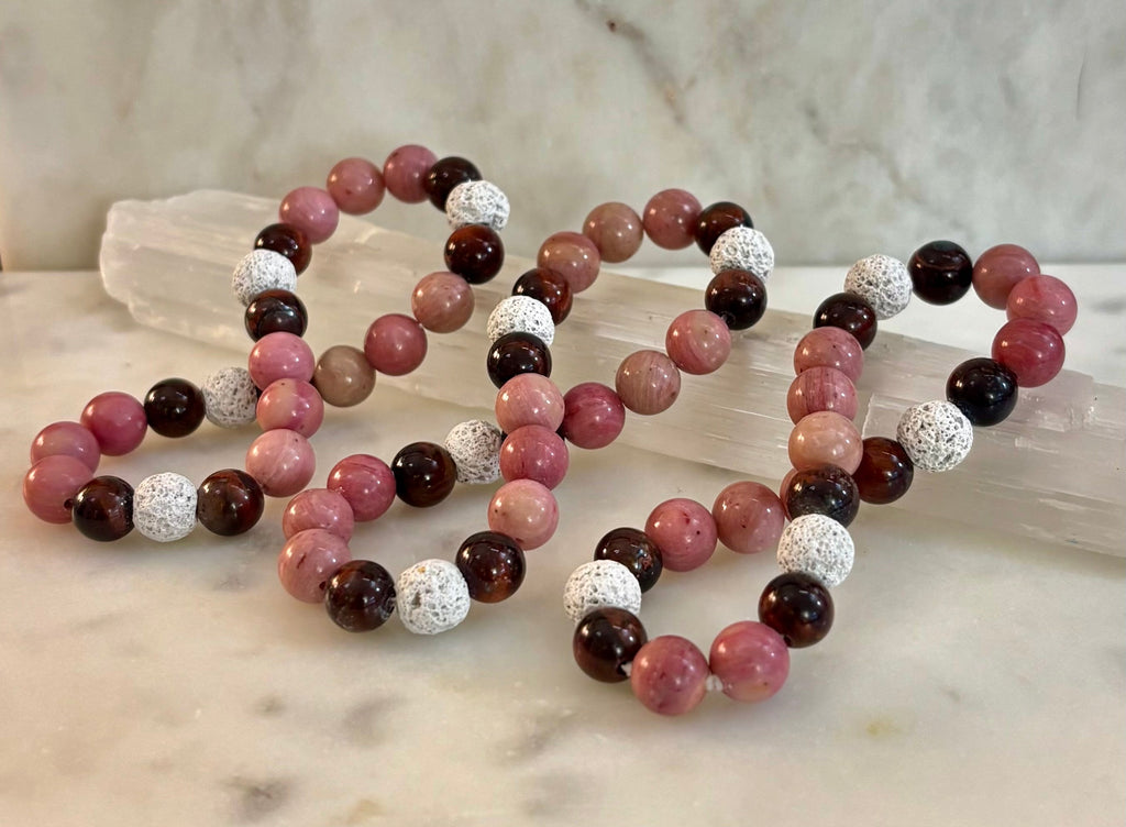 Reiki-Infused Sacred Flame Bracelet for Passion, Courage, Grounding & Essential Oil Diffusing (8mm, Small Wrists)