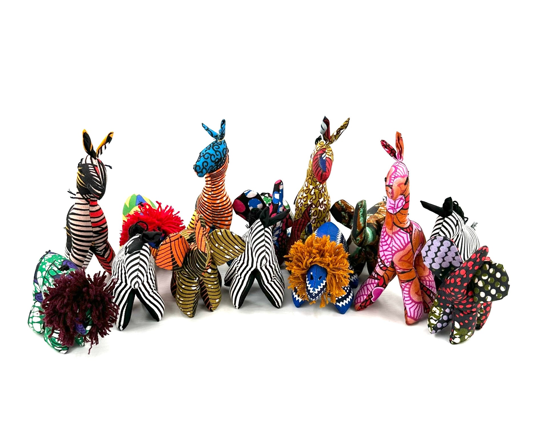 Handcrafted Ugandan Fabric Safari Animal Sculptures, Boho Decor