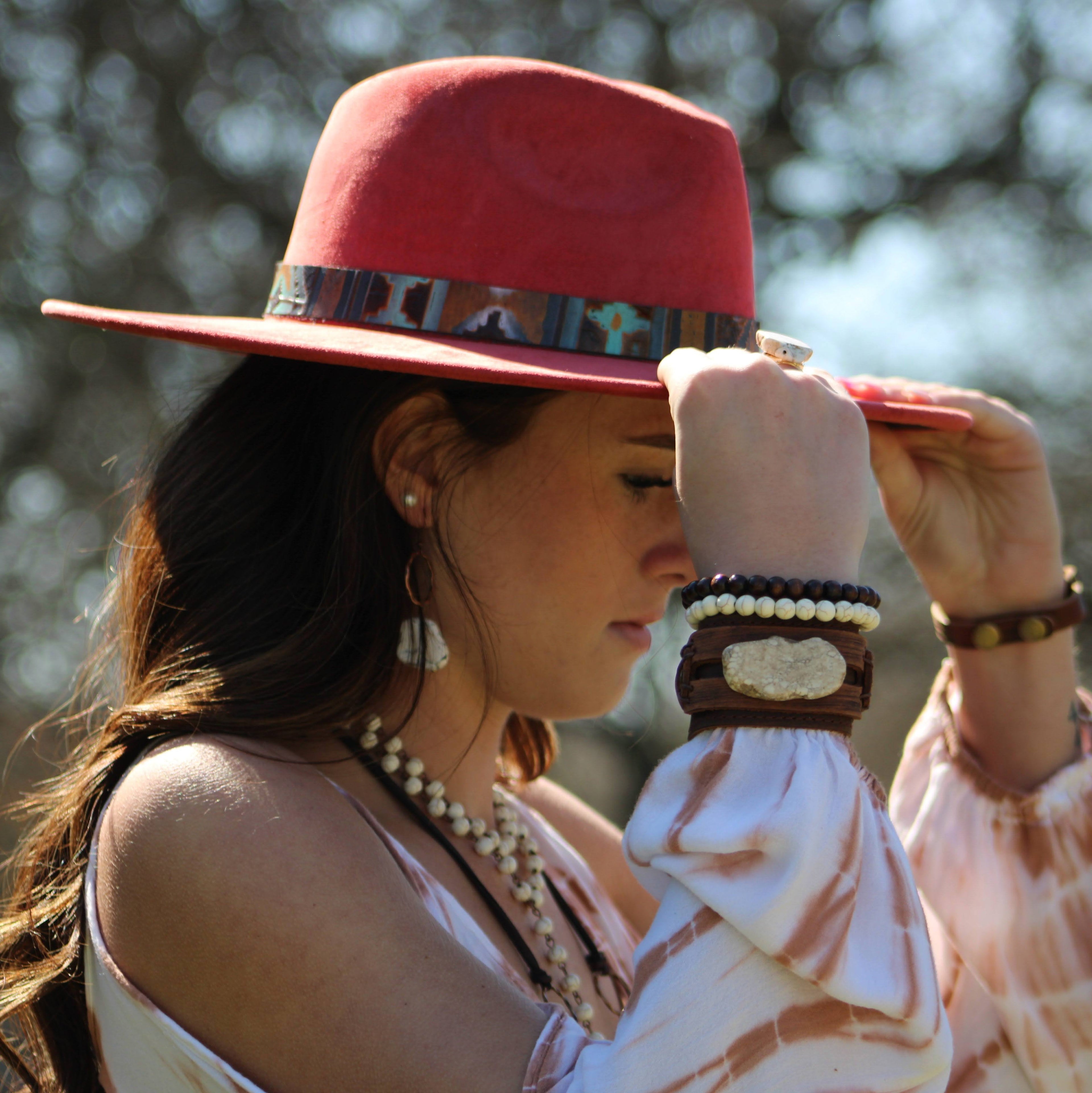Aqua Terra Genuine Leather Wide Cuff Bracelet