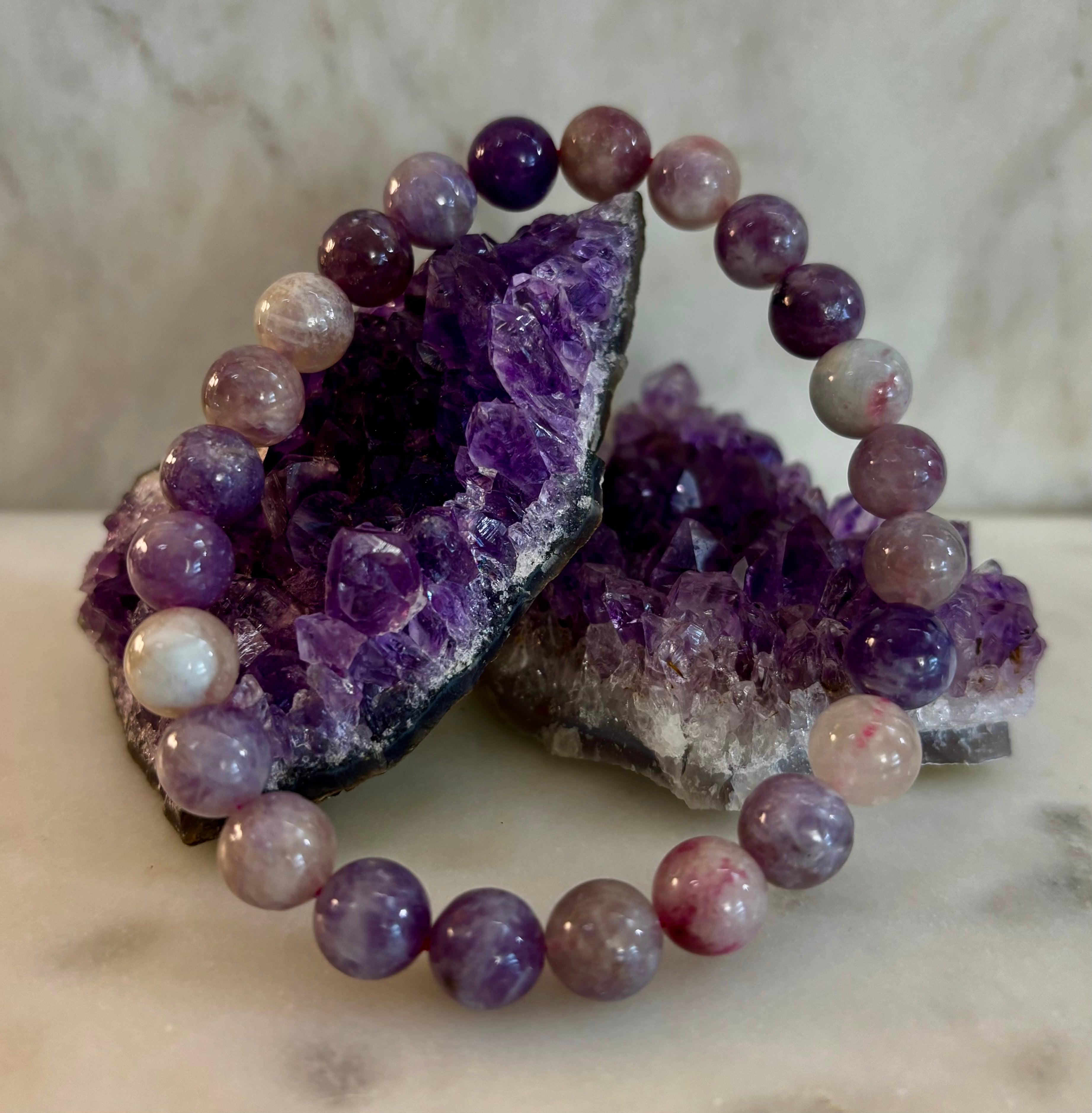 Reiki-Infused Natural Unicorn Stone Bracelet for Deep Peace, Emotional Healing & Joyful Serenity (8mm)