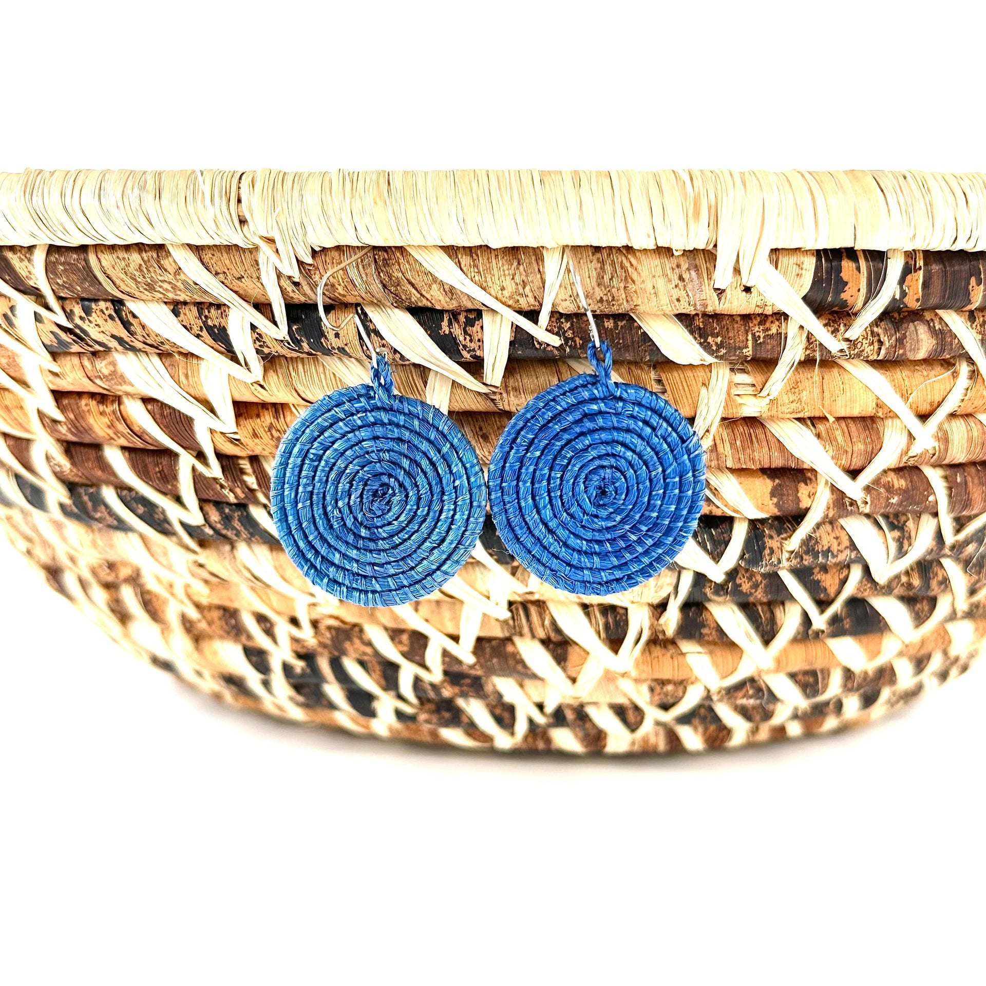 Handcrafted Rwenzori Spiral Earrings in Natural Fiber