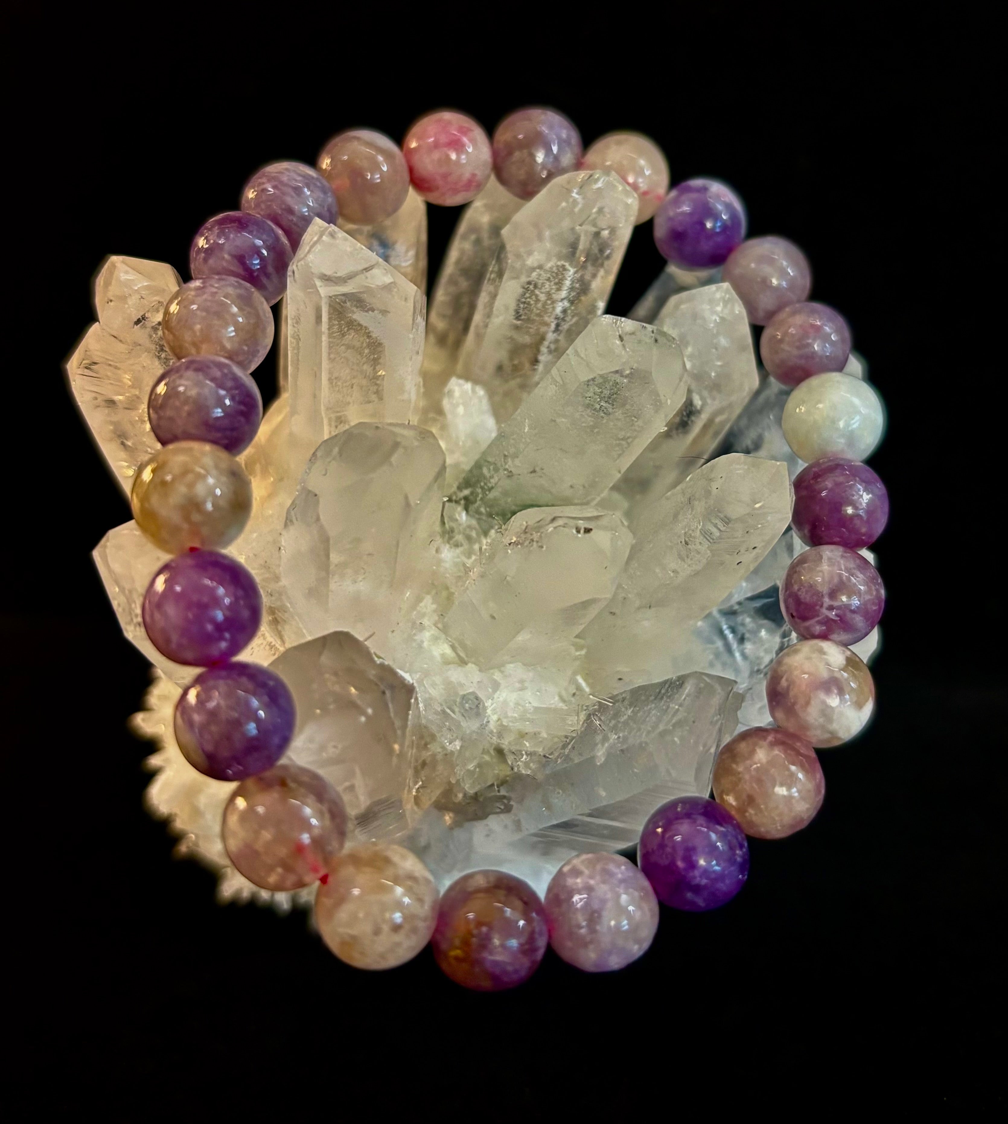 Reiki-Infused Natural Unicorn Stone Bracelet for Deep Peace, Emotional Healing & Joyful Serenity (8mm)