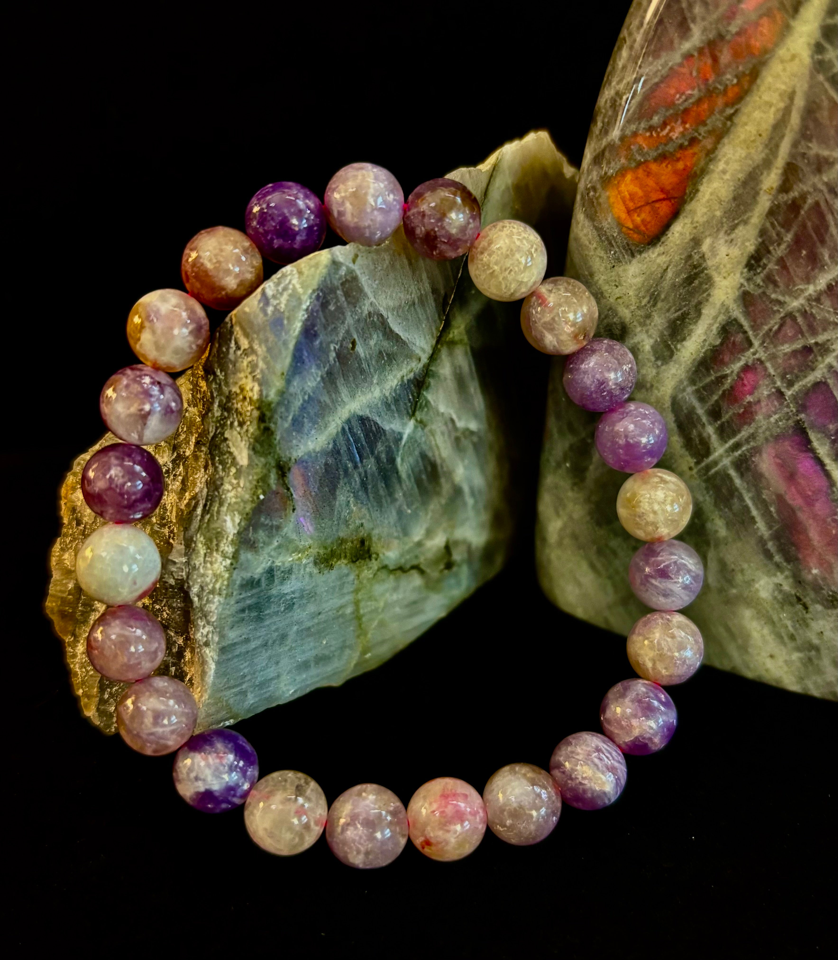 Reiki-Infused Natural Unicorn Stone Bracelet for Deep Peace, Emotional Healing & Joyful Serenity (8mm)