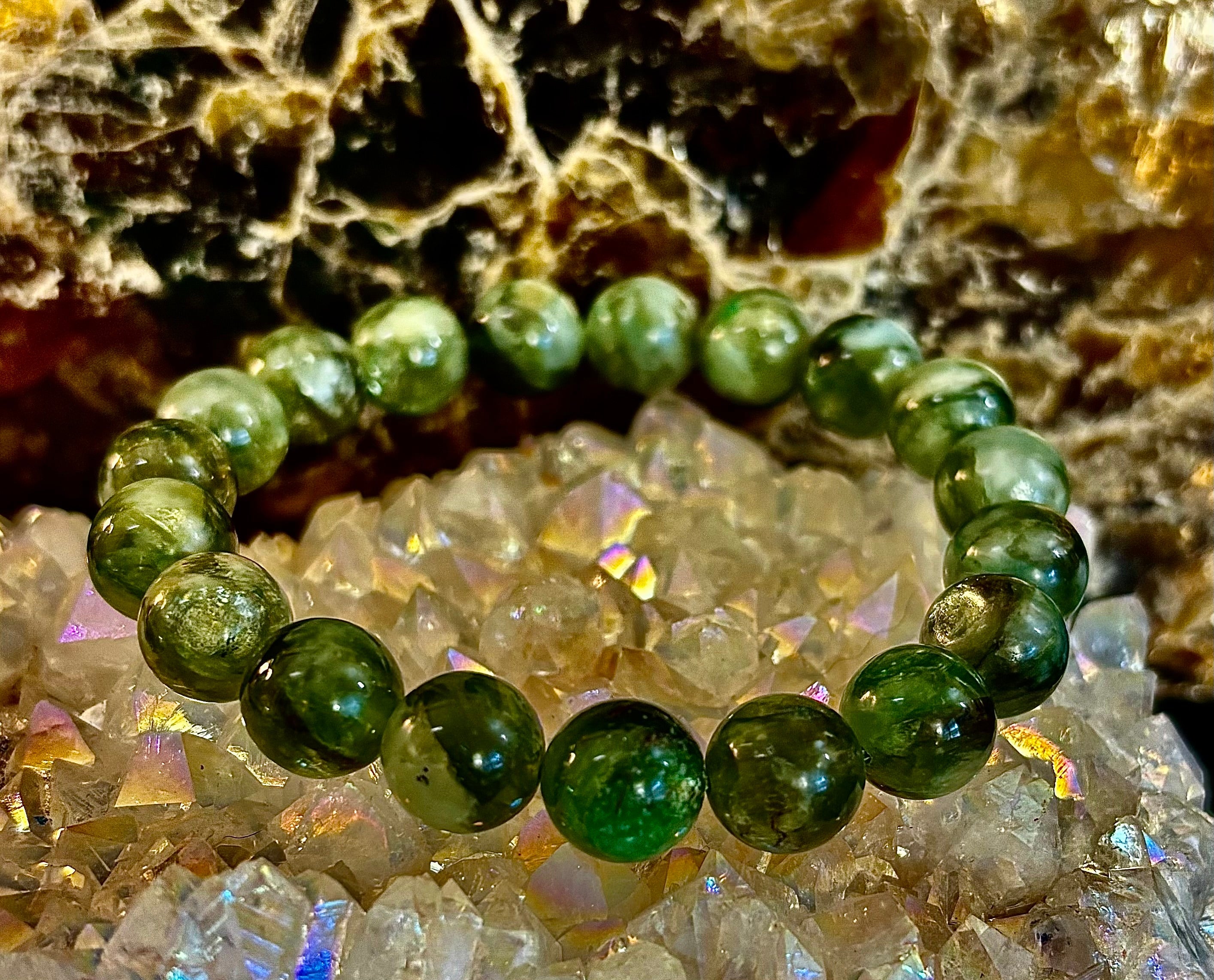 Green Lepidolite Mica Gemstone Bracelet — Peace, Heart Renewal & Emotional Balance