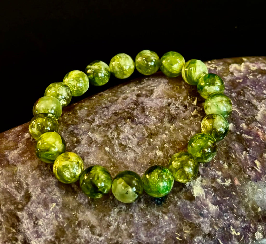 Green Lepidolite Mica Gemstone Bracelet — Peace, Heart Renewal & Emotional Balance