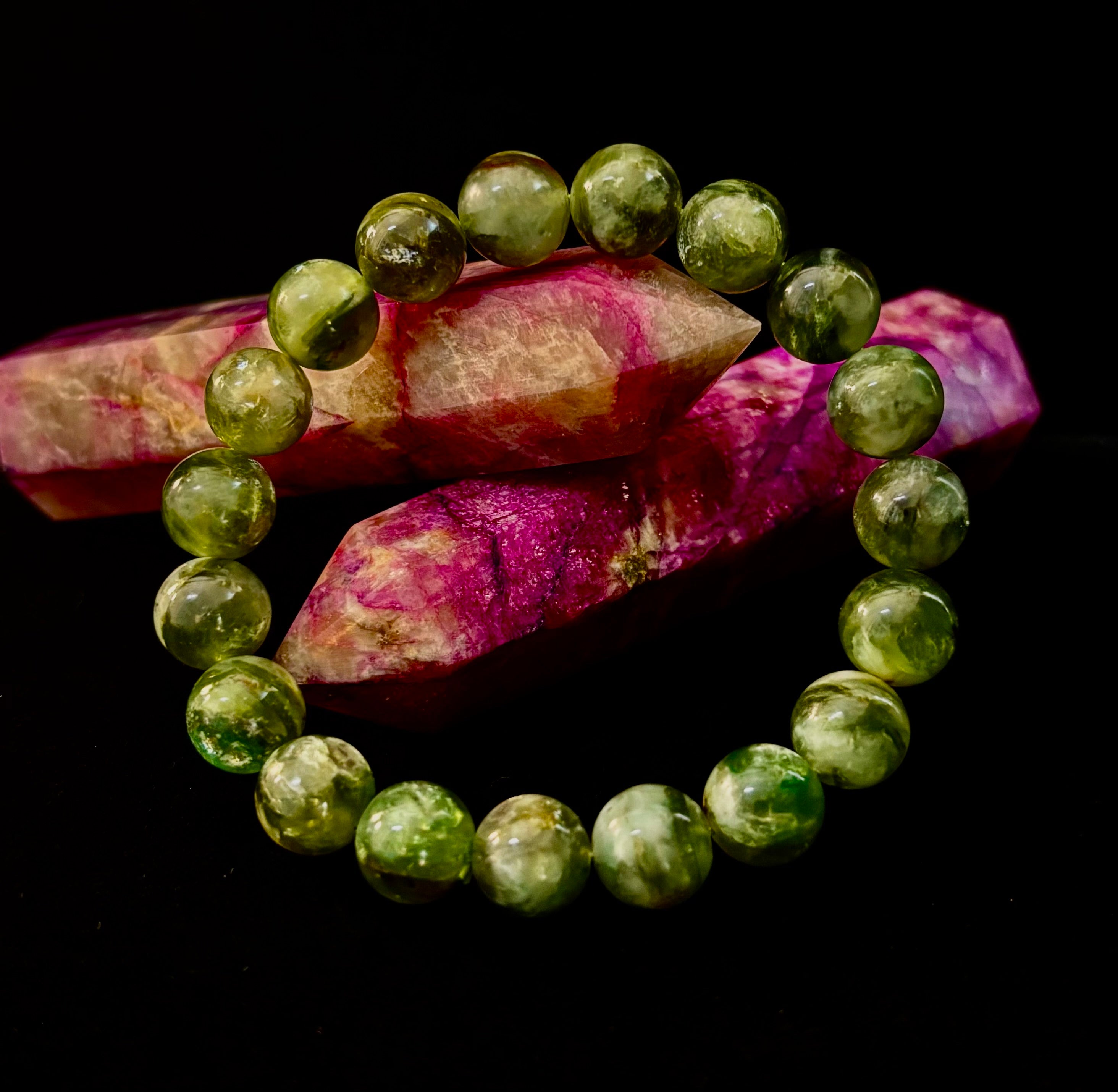 Green Lepidolite Mica Gemstone Bracelet — Peace, Heart Renewal & Emotional Balance