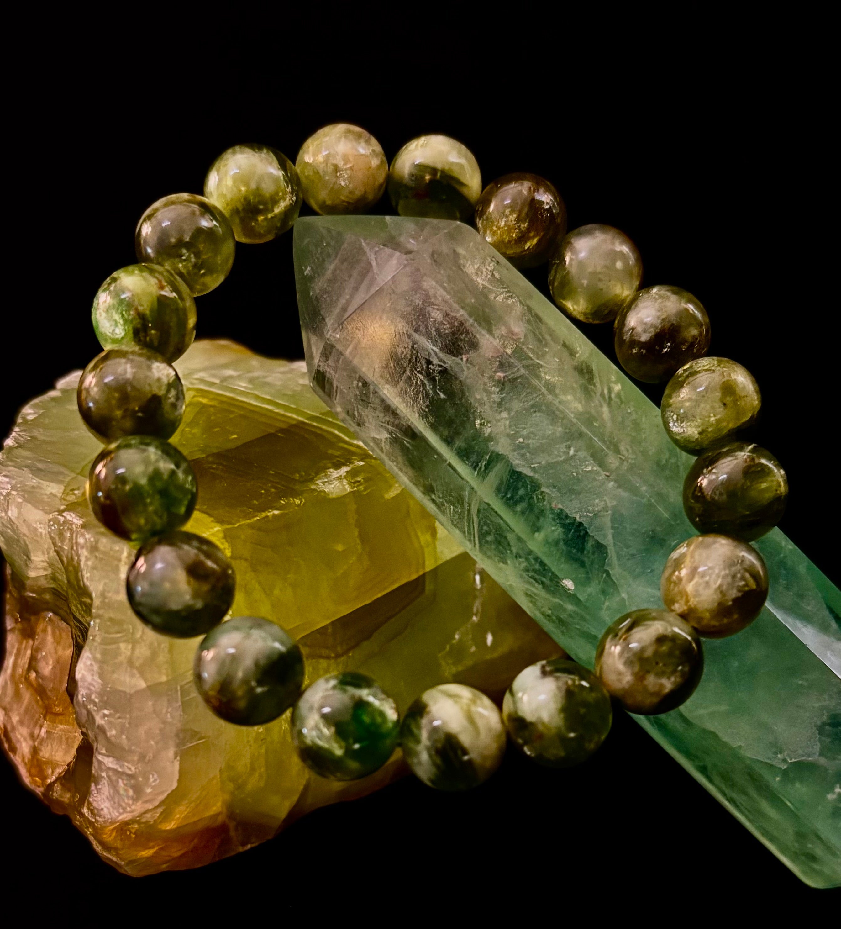 Green Lepidolite Mica Gemstone Bracelet — Peace, Heart Renewal & Emotional Balance