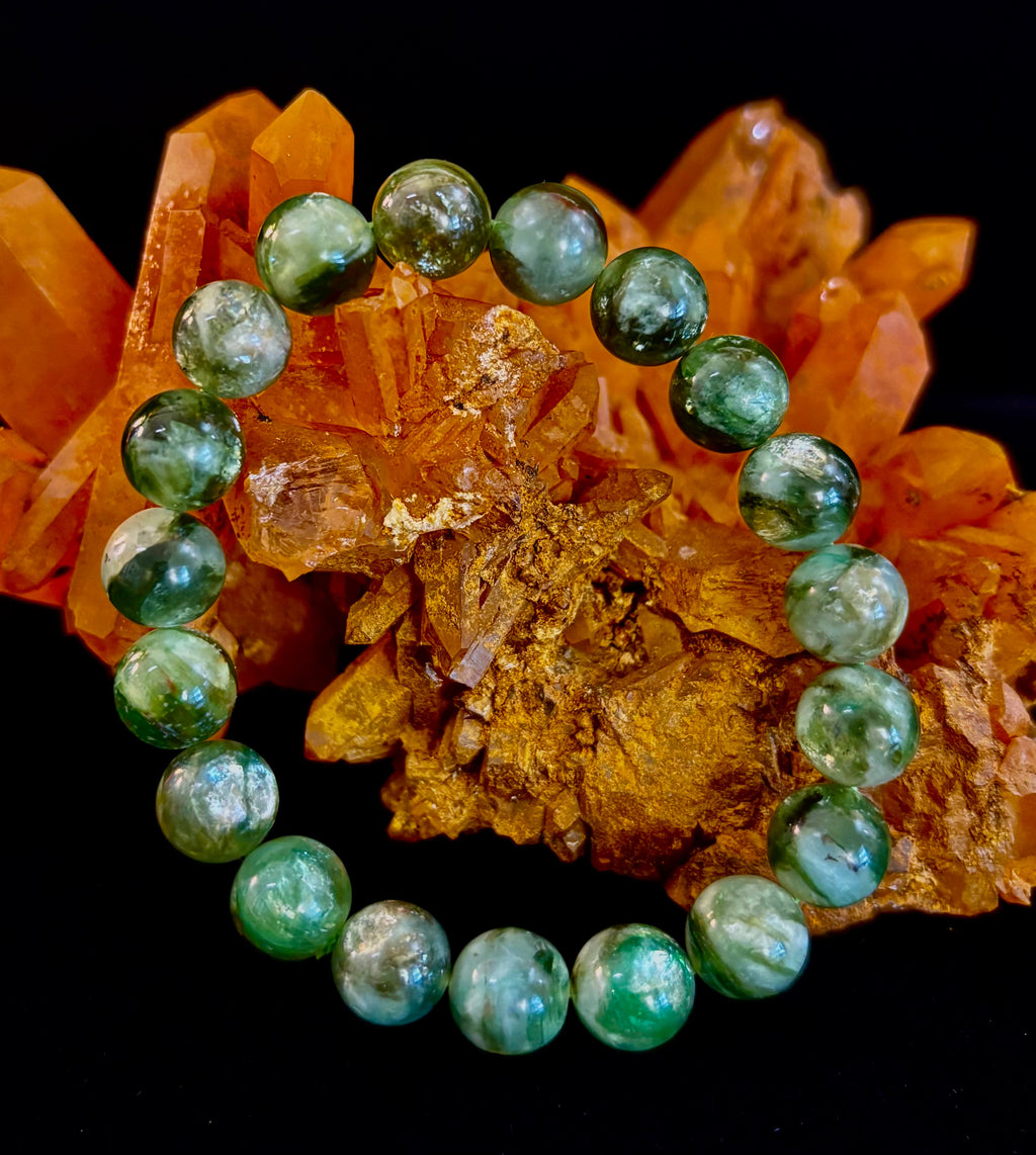 Green Lepidolite Mica Gemstone Bracelet — Peace, Heart Renewal & Emotional Balance