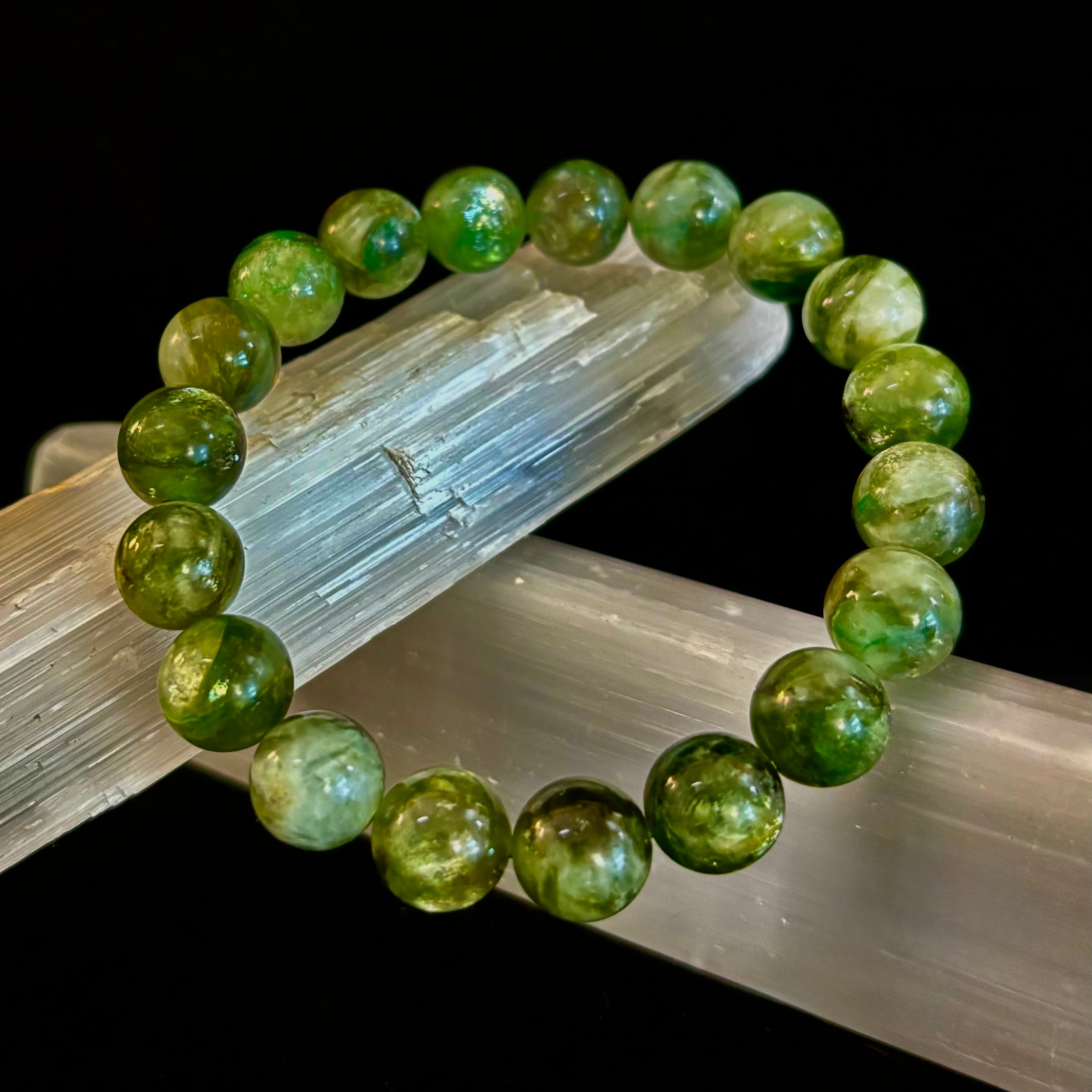 Green Lepidolite Mica Gemstone Bracelet — Peace, Heart Renewal & Emotional Balance