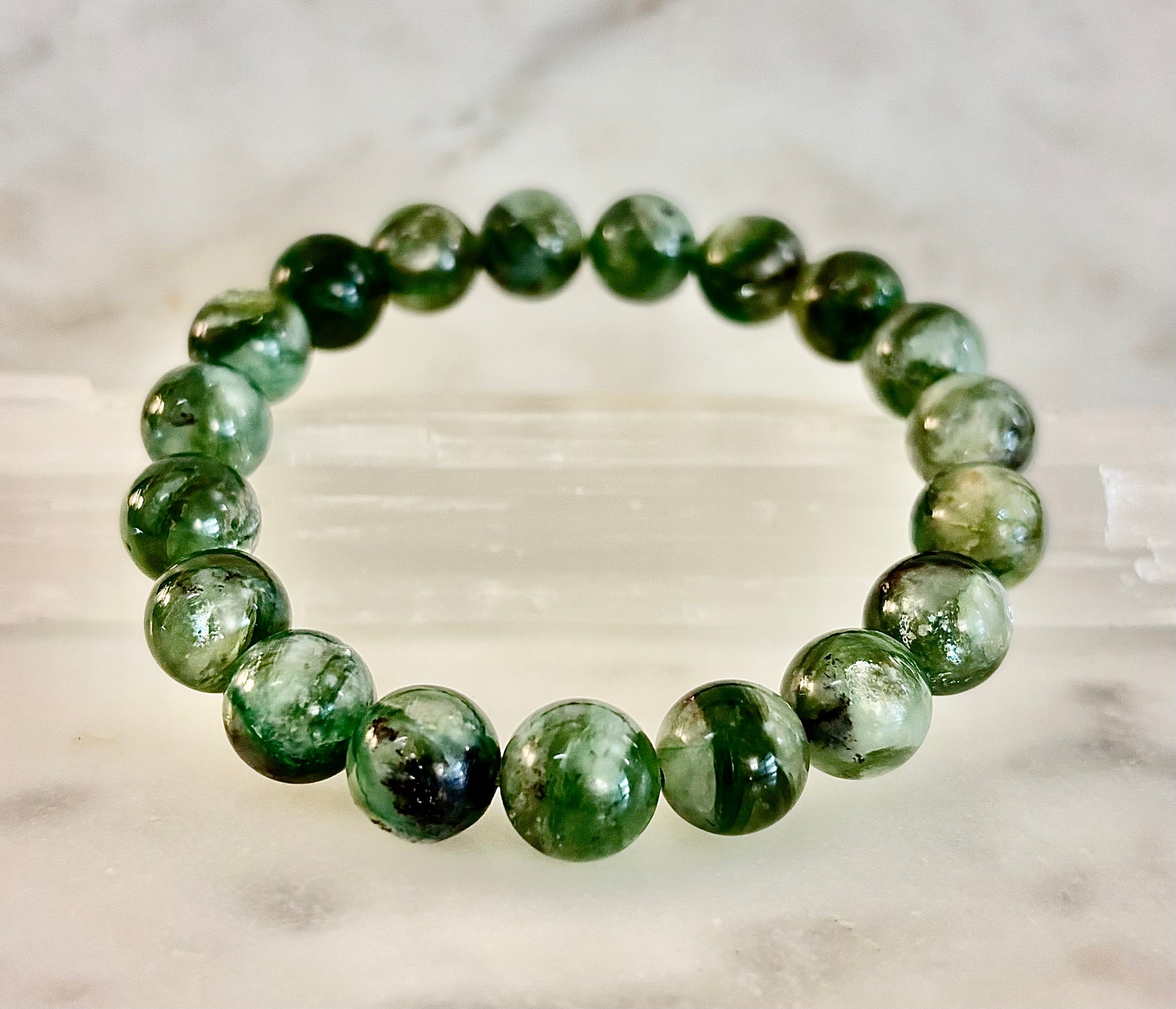 Green Lepidolite Mica Gemstone Bracelet — Peace, Heart Renewal & Emotional Balance