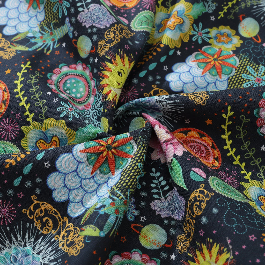 Men's Midnight Flowers Hawaiian Shirt Cotton Button-Down Aloha Top