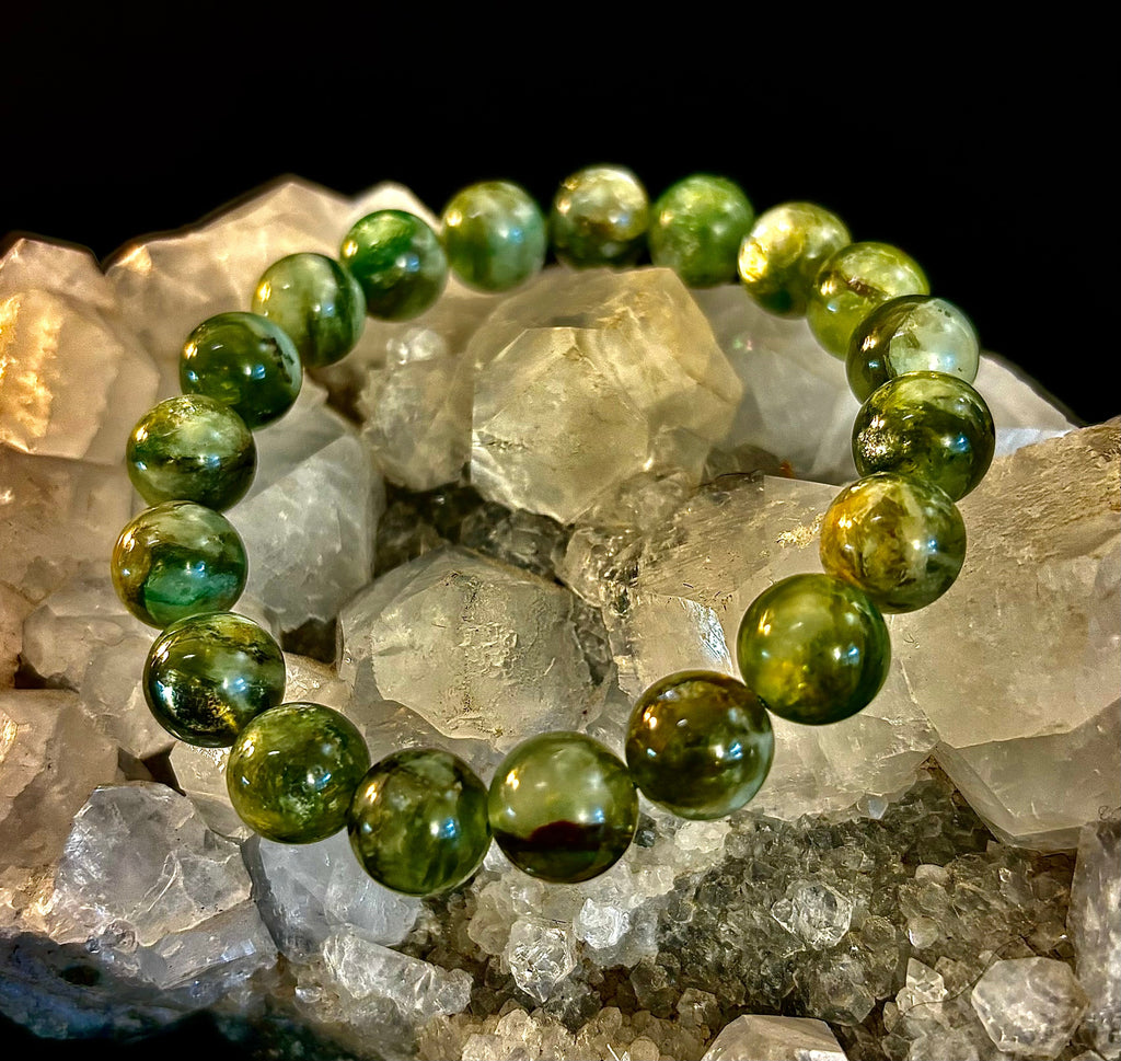 Green Lepidolite Mica Gemstone Bracelet — Peace, Heart Renewal & Emotional Balance