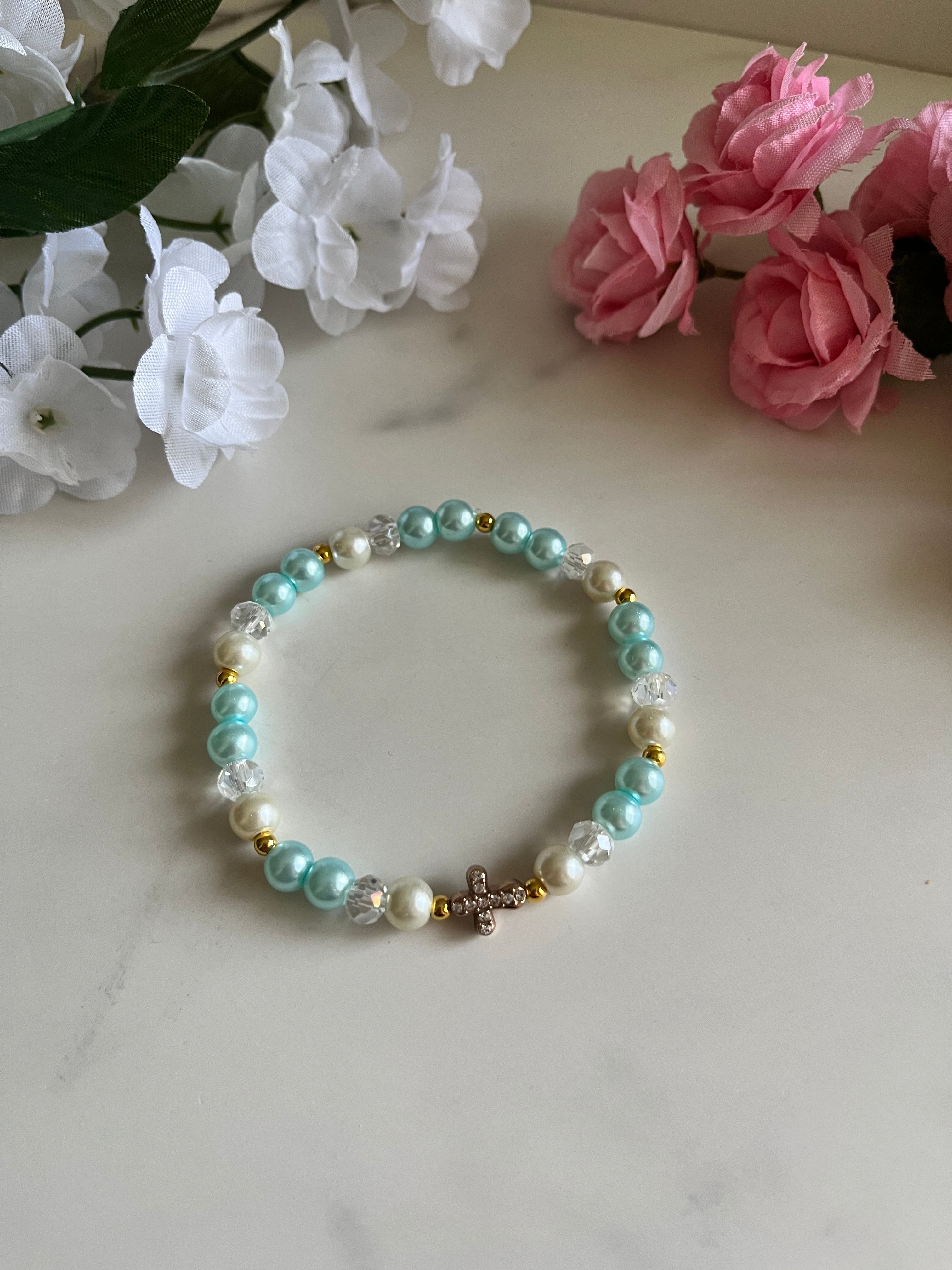 Pearl Cross Bracelet Collection Elegant Religious Jewelry