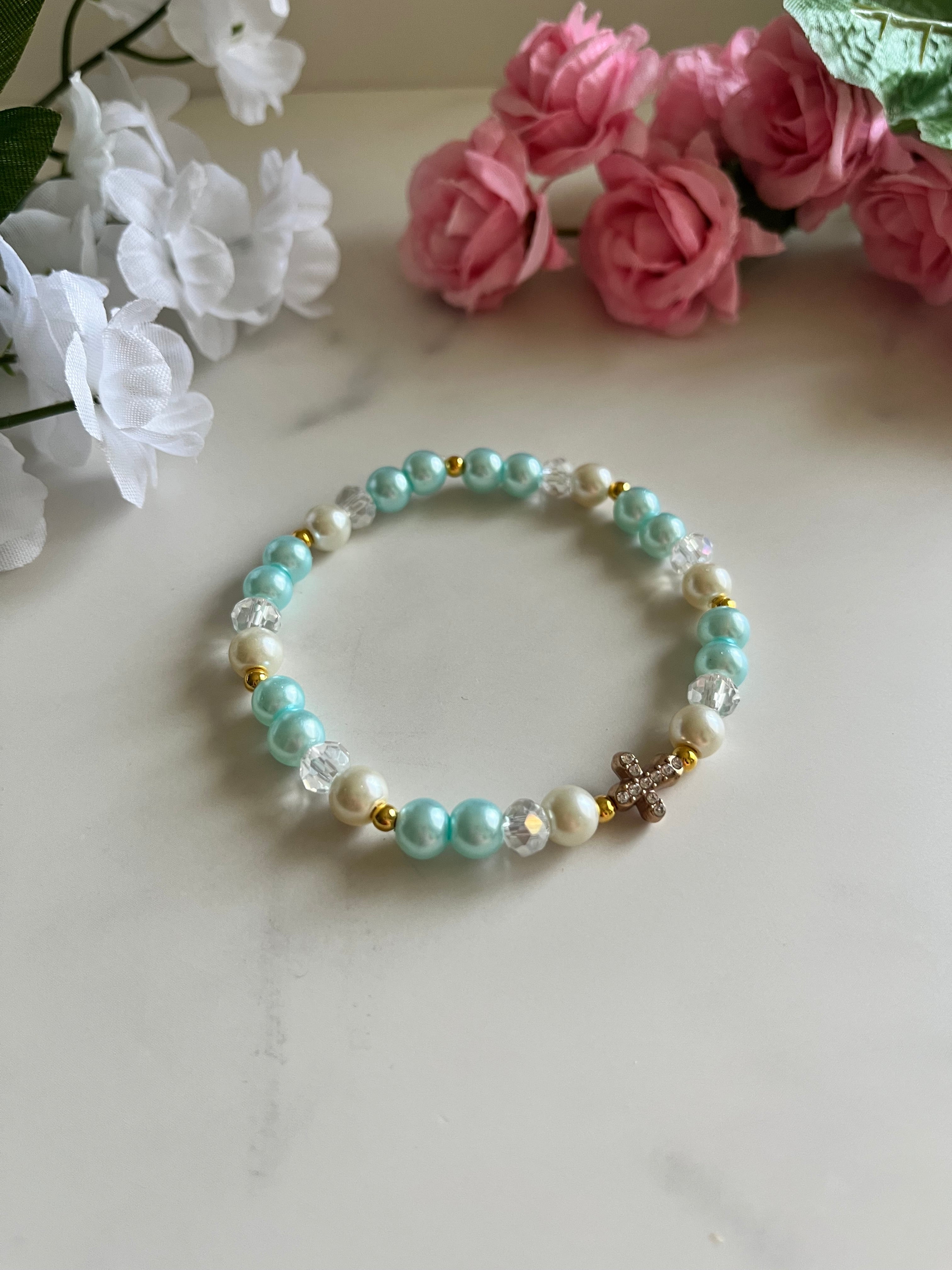 Pearl Cross Bracelet Collection Elegant Religious Jewelry