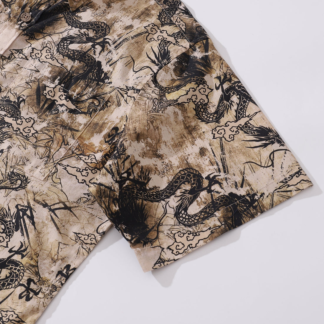 Vintage Dragon Totem Print Short Sleeve Cotton Hawaiian Shirt