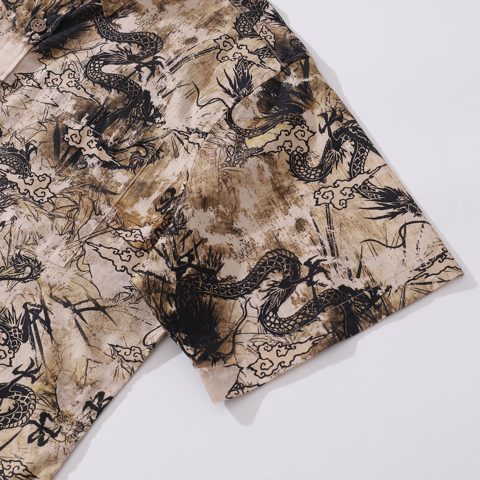 Vintage Dragon Totem Print Short Sleeve Cotton Hawaiian Shirt