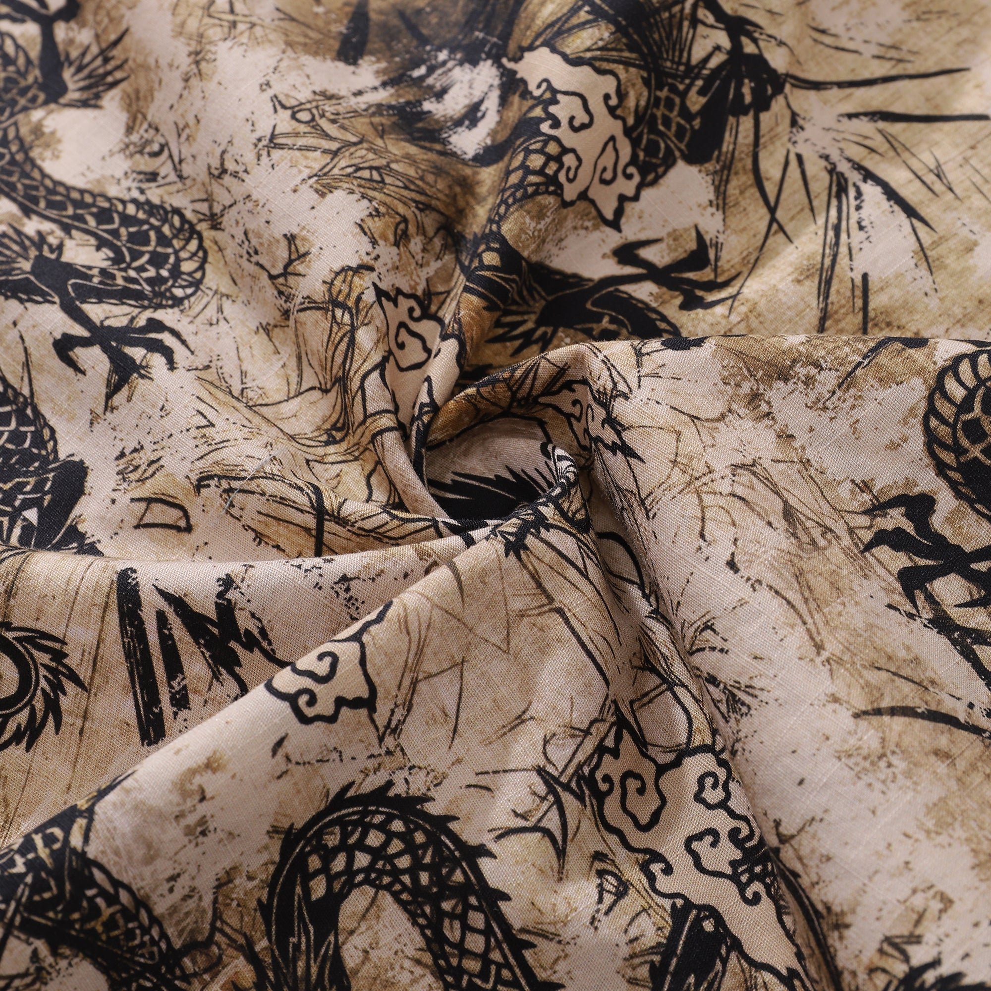 Vintage Dragon Totem Print Short Sleeve Cotton Hawaiian Shirt