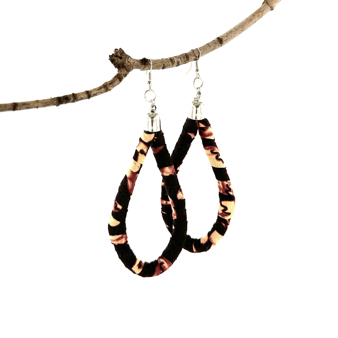 Kitenge Loop Earrings - Geometric African Fabric Teardrop Dangles