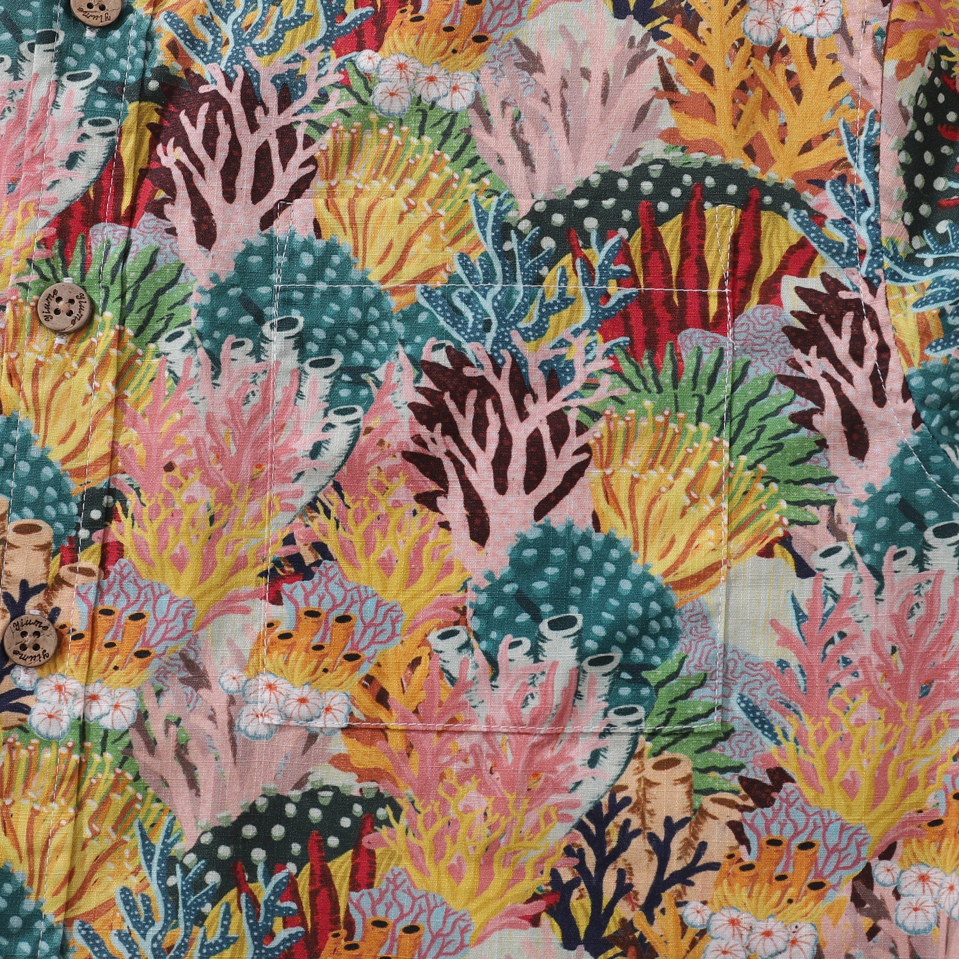 Men's 100% Cotton Coral Reef Print Short Sleeve Aloha Shirt