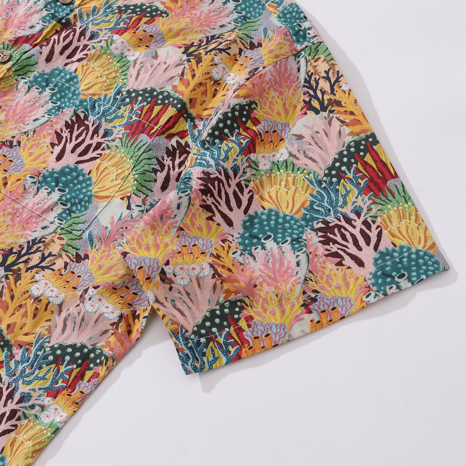 Men's 100% Cotton Coral Reef Print Short Sleeve Aloha Shirt