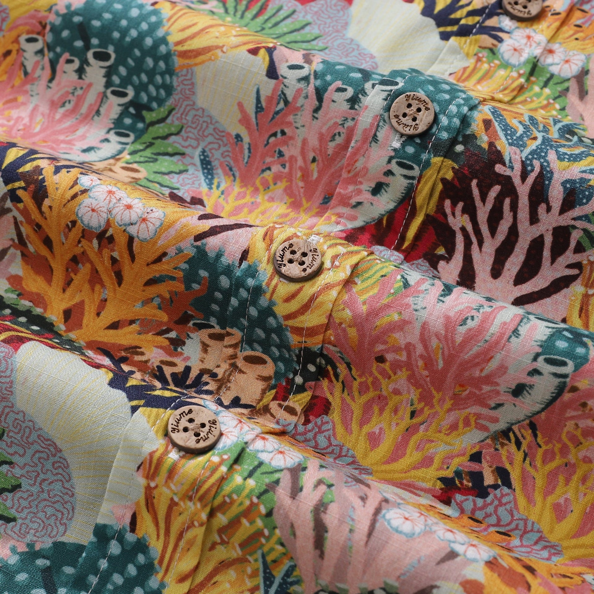 Men's 100% Cotton Coral Reef Print Short Sleeve Aloha Shirt