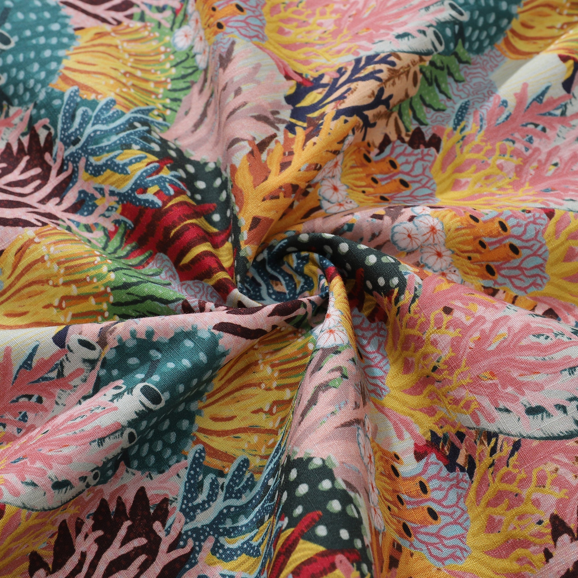 Men's 100% Cotton Coral Reef Print Short Sleeve Aloha Shirt