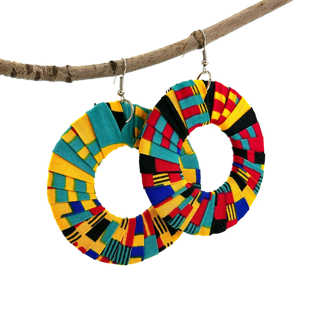Unity Hoop Earrings: Oversized Statement Bohemian Textile Hoops