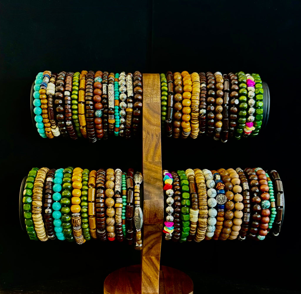 Boho Wood Beaded Bracelet Set (Pack of 5)