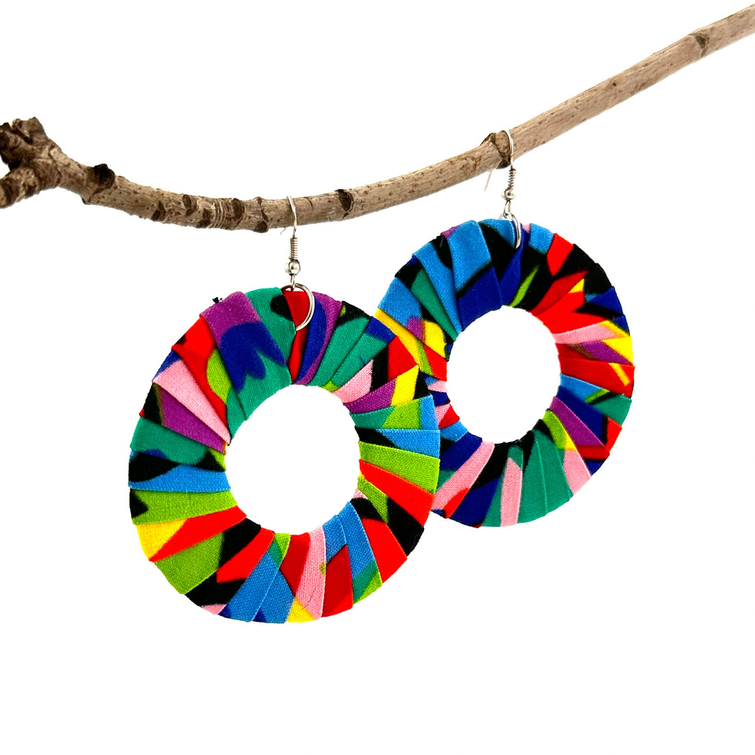 Unity Hoop Earrings: Oversized Statement Bohemian Textile Hoops