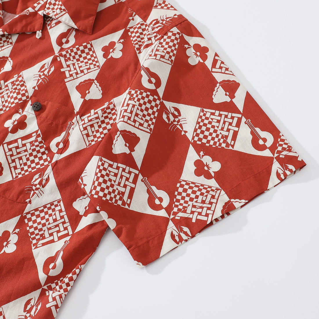 1970s Vintage Style Men's Geometric Cotton Hawaiian Shirt