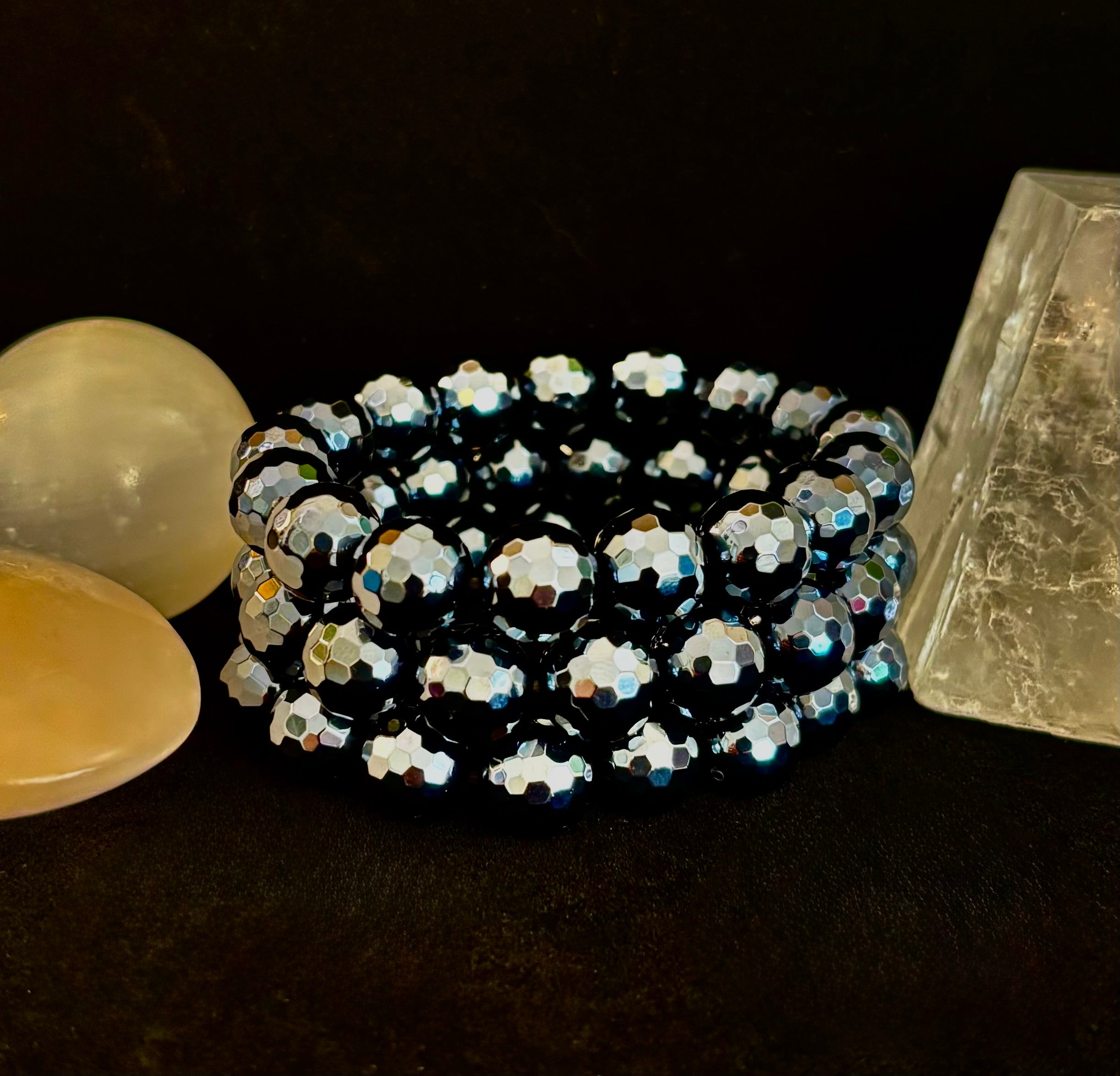 The "Studio 54" Faceted Mystic Black Onyx Glamour Bracelet