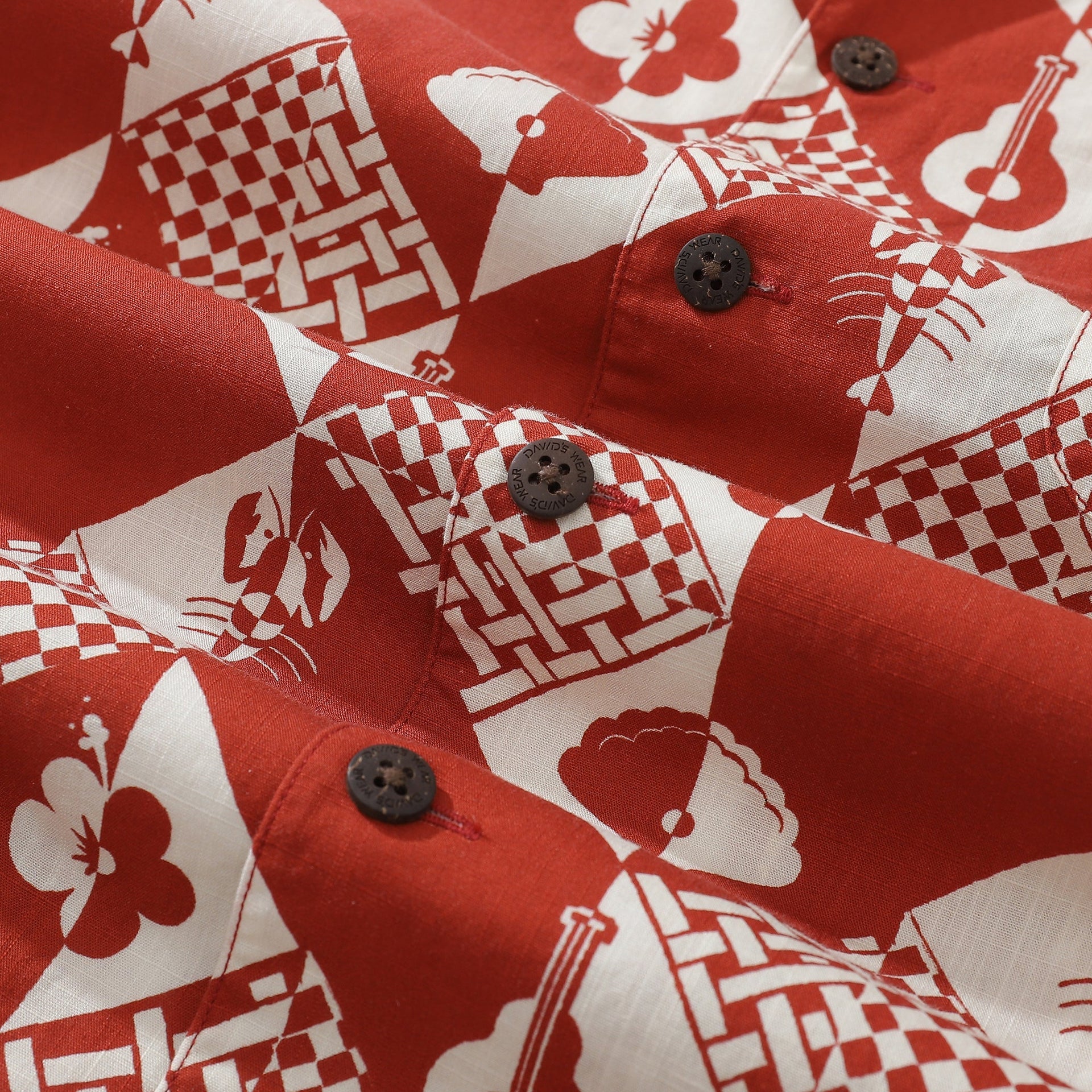 1970s Vintage Style Men's Geometric Cotton Hawaiian Shirt