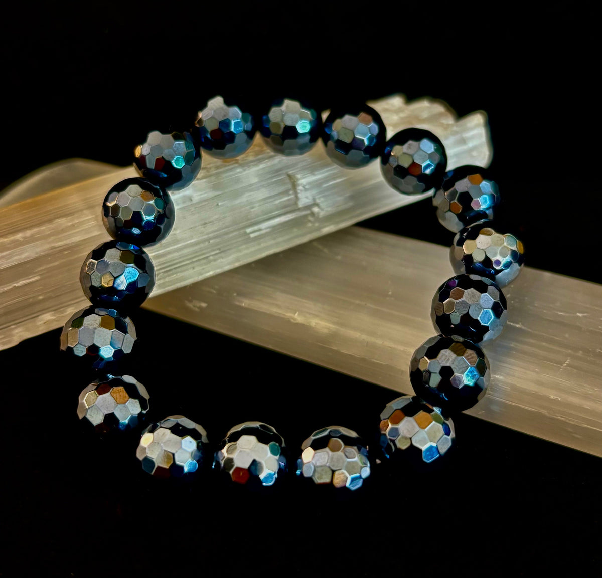 The "Studio 54" Faceted Mystic Black Onyx Glamour Bracelet