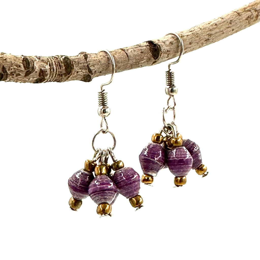Tooro Tassel Earrings: Artisan Fair Trade Multi-Color Paper Beads