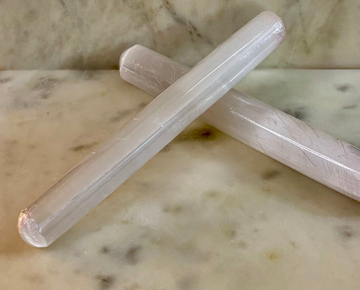 The Sacred Light Selenite Massage Wand | 6" Moroccan Energy Cleansing & Reflexology Wand