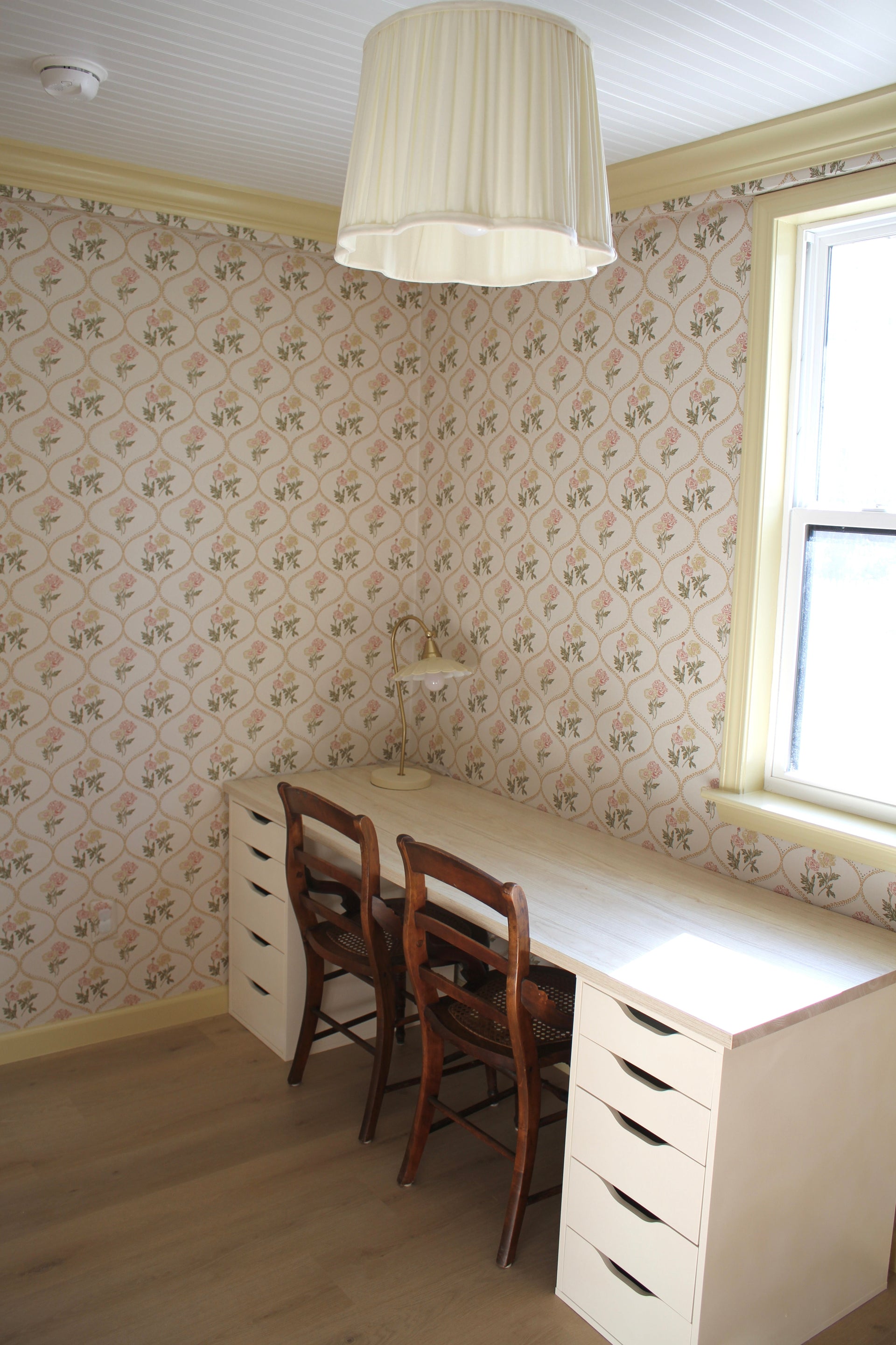 Avenly Vintage Floral Wallpaper, Sage-Green and Terracotta
