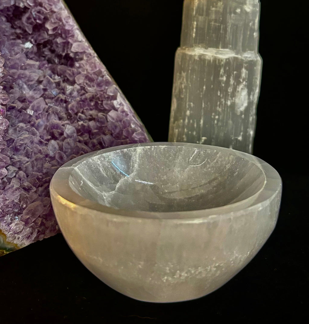 The Sacred Nightstand Selenite Cleansing Bowl | 3" Moroccan Crystal Charging & Ring Dish