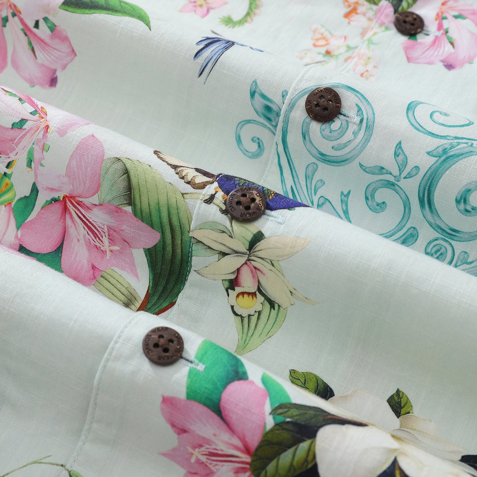 Men's 100% Cotton Short Sleeve Tropical Hummingbird Shirt