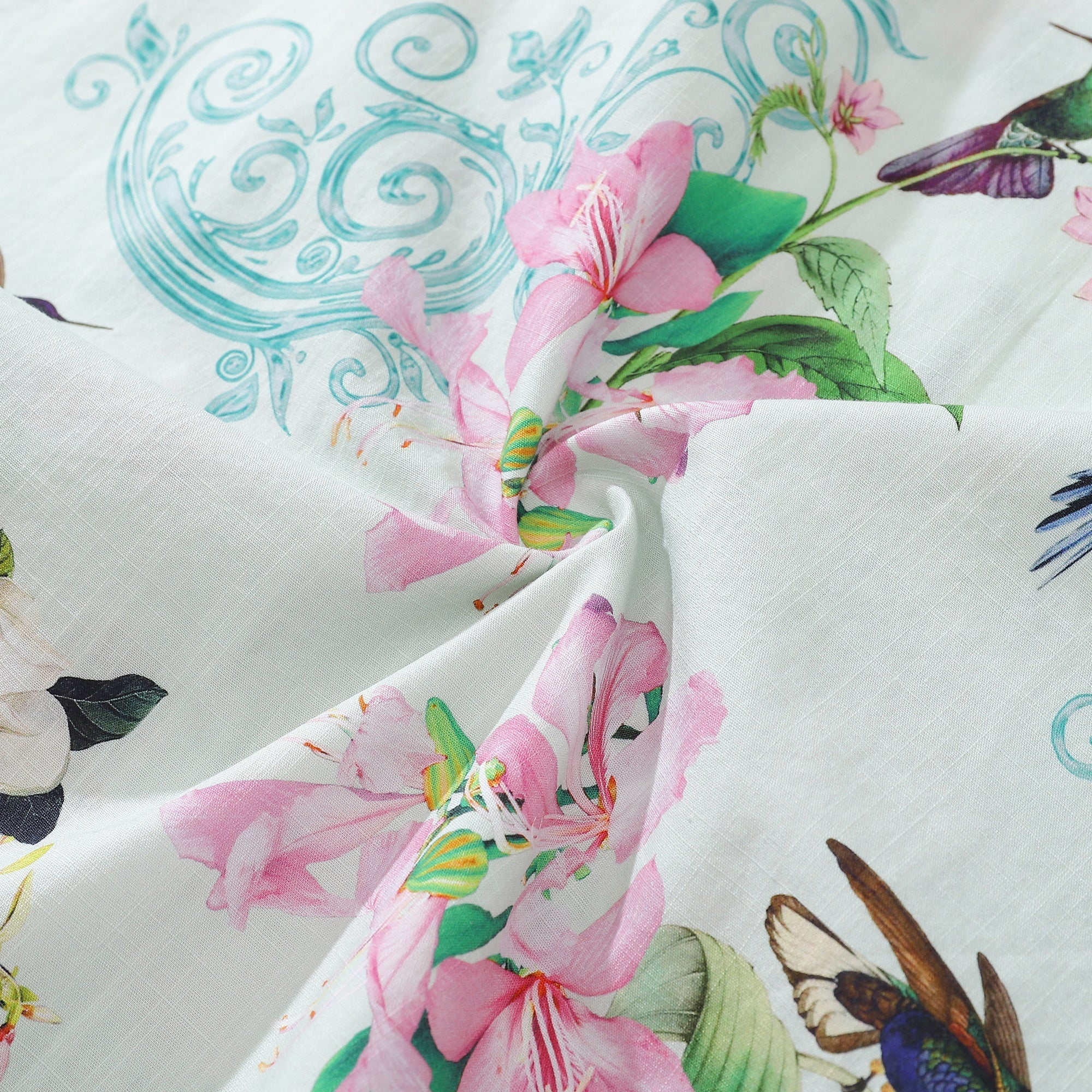 Men's 100% Cotton Short Sleeve Tropical Hummingbird Shirt