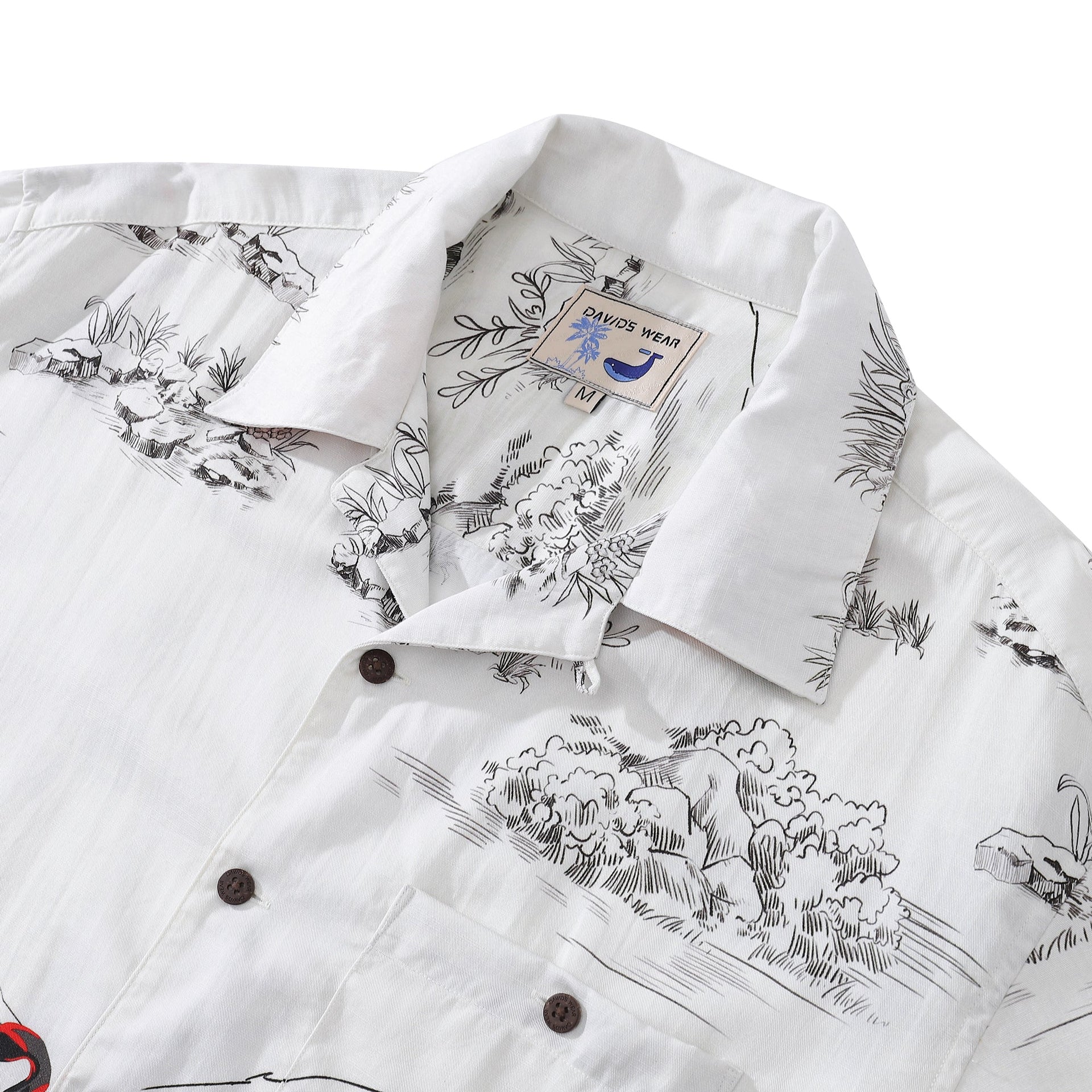 1950s Vintage Flamingo Print Aloha Shirt Retro Button-Down