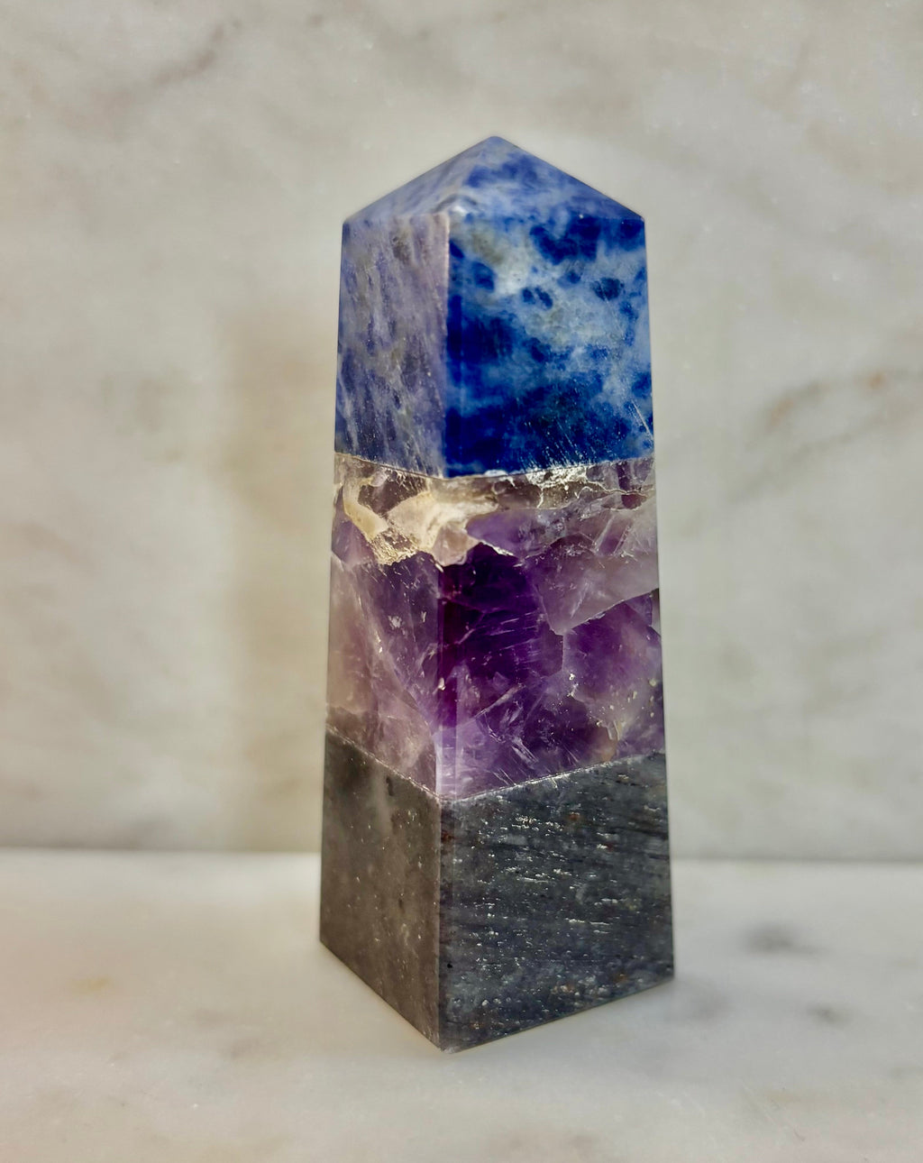 The Mindful Sanctuary Mini-Tower | Sodalite, Amethyst & Aventurine Anxiety Support Pillar