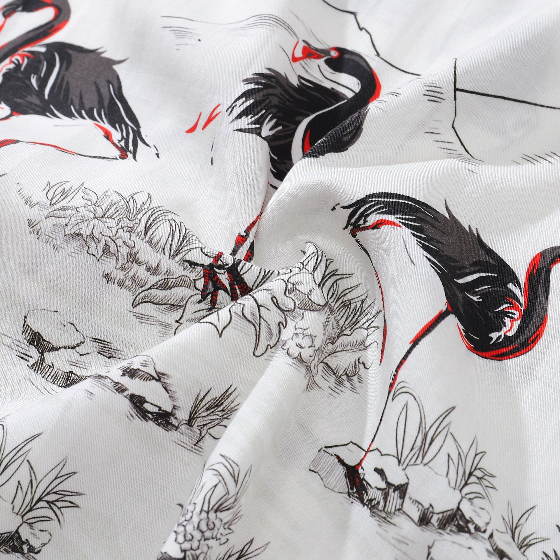 1950s Vintage Flamingo Print Aloha Shirt Retro Button-Down
