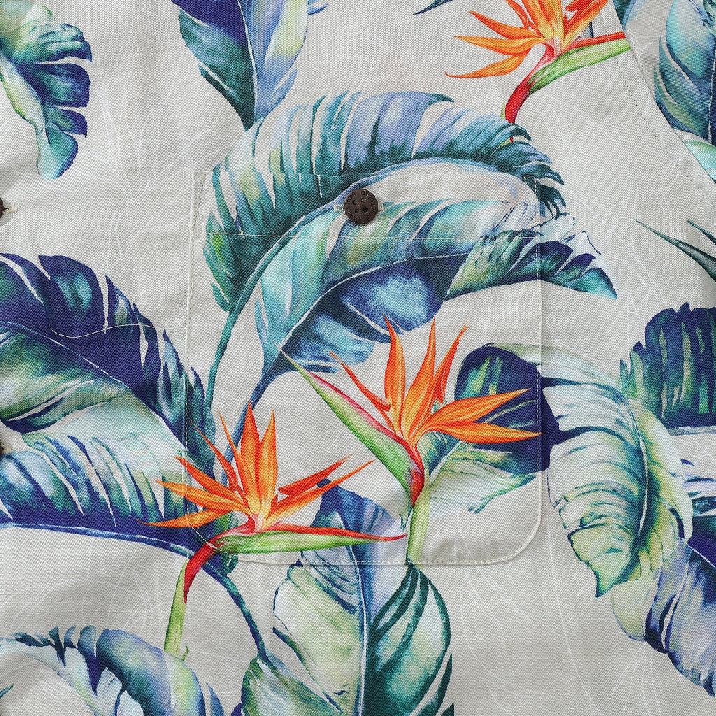 1930s Vintage Paradise Bird Hawaiian Shirt Tencel and Rayon