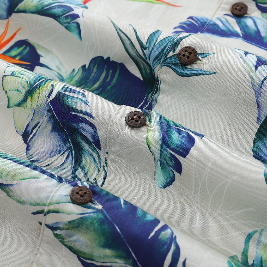 1930s Vintage Paradise Bird Hawaiian Shirt Tencel and Rayon