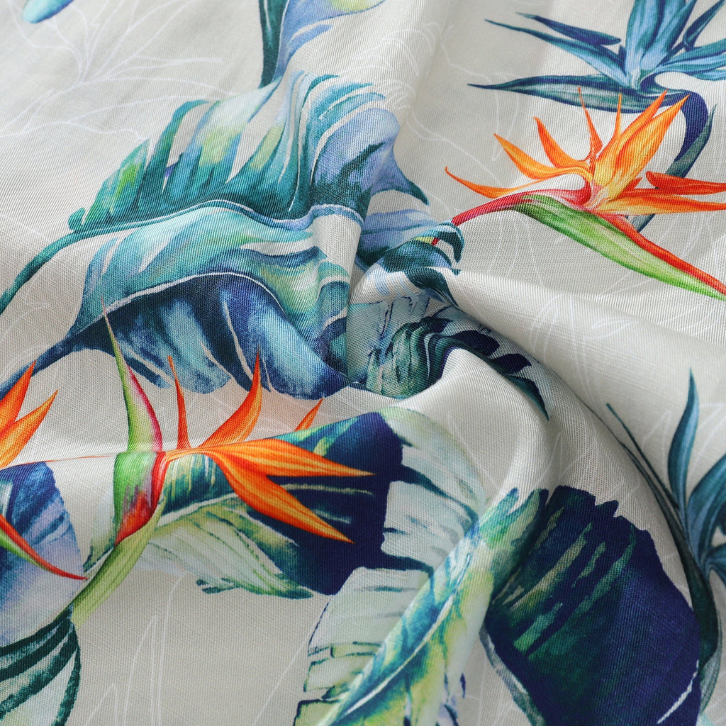 1930s Vintage Paradise Bird Hawaiian Shirt Tencel and Rayon