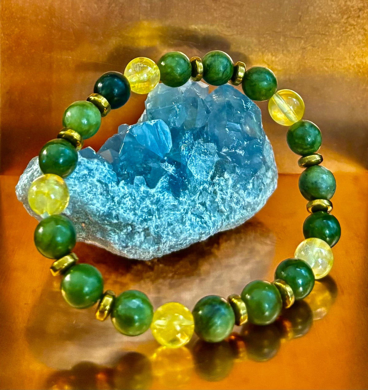 The Prosperity & Growth Touchstone | Green Jade & Citrine Intention Bracelet