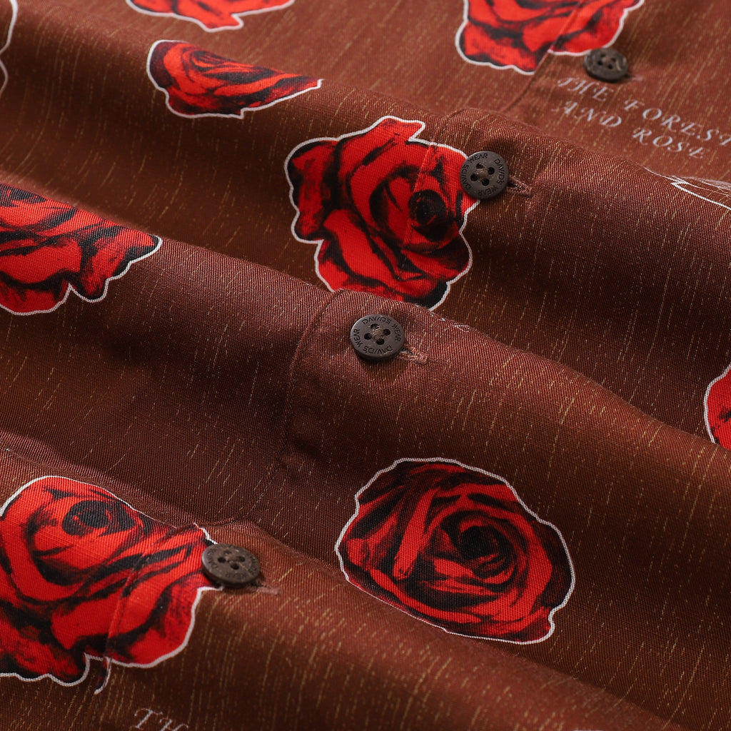 Men's Gorgeous Rose Print Hawaiian Shirt Short Sleeve Button Down